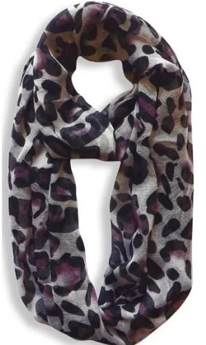 Women's Retro Fashion Two Tone Animal Print Infinity Loop Scarf