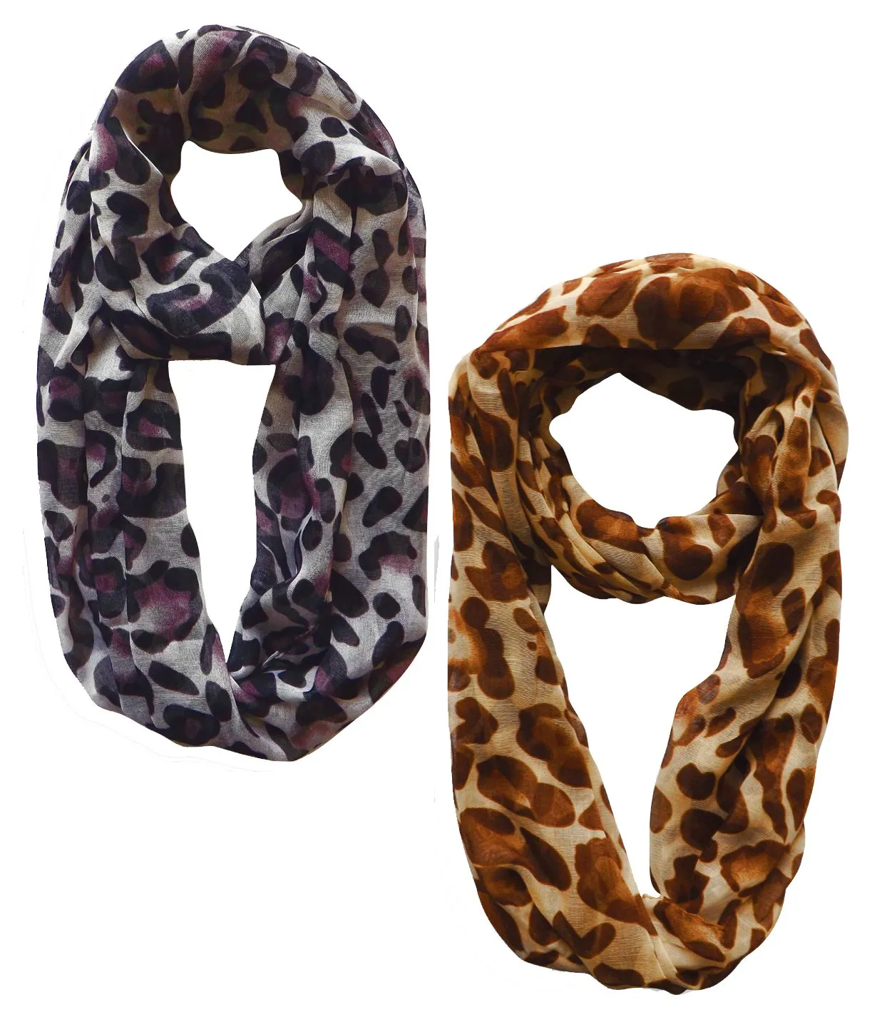 Women's Retro Fashion Two Tone Animal Print Infinity Loop Scarf