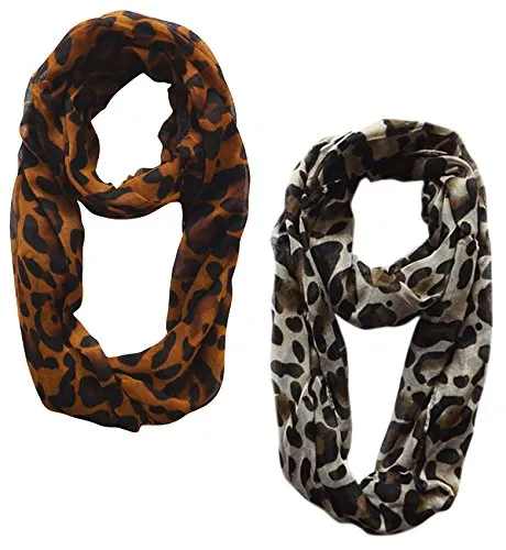 Women's Retro Fashion Two Tone Animal Print Infinity Loop Scarf