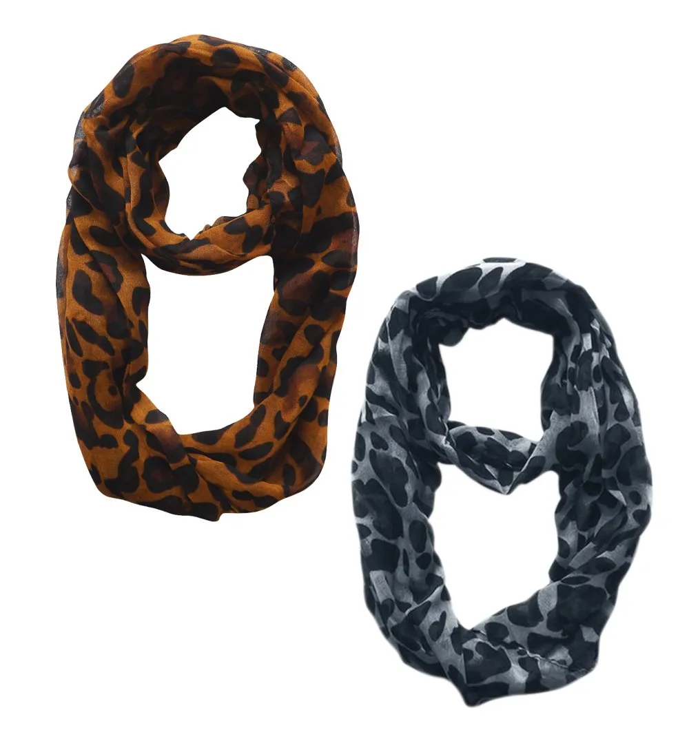 Women's Retro Fashion Two Tone Animal Print Infinity Loop Scarf