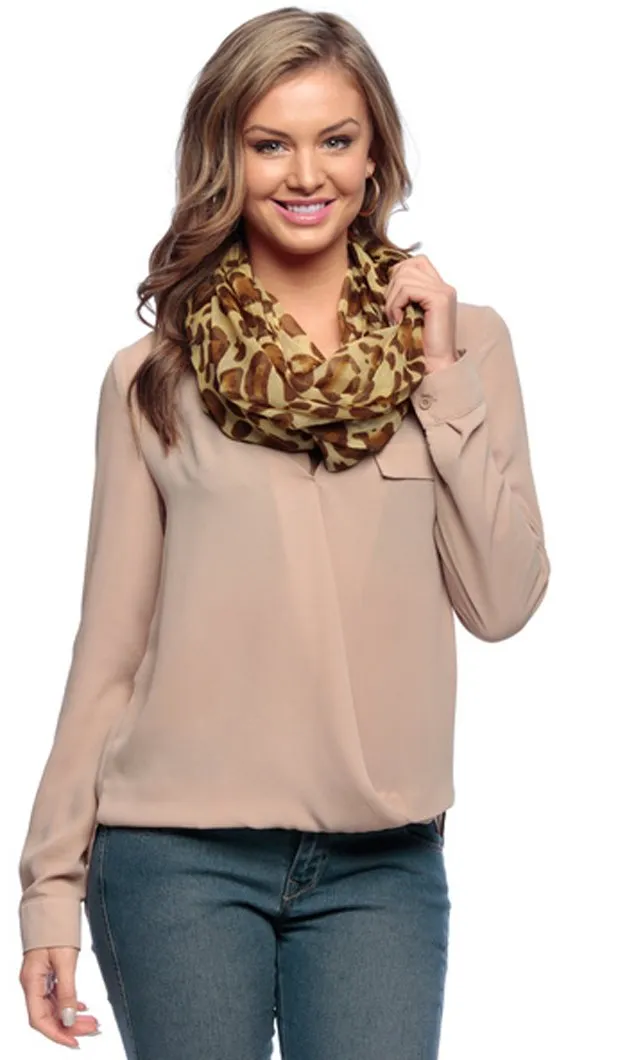 Women's Retro Fashion Two Tone Animal Print Infinity Loop Scarf