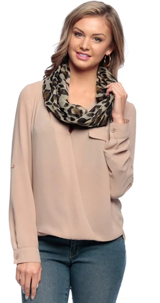 Women's Retro Fashion Two Tone Animal Print Infinity Loop Scarf