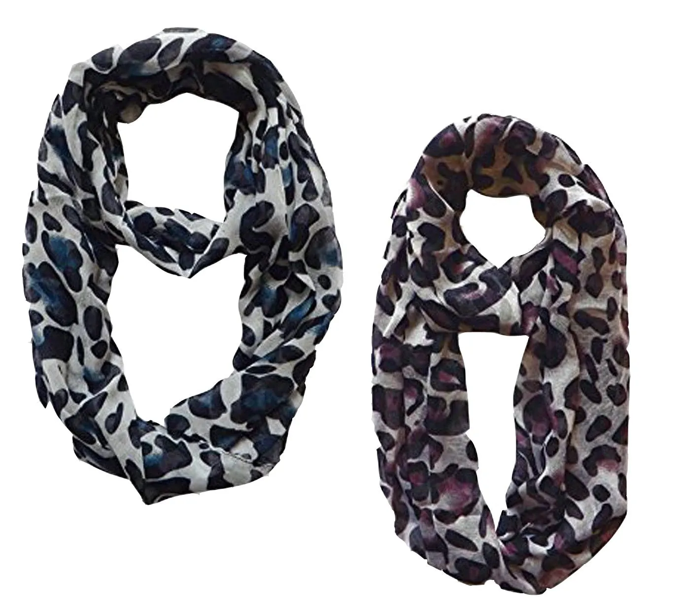 Women's Retro Fashion Two Tone Animal Print Infinity Loop Scarf