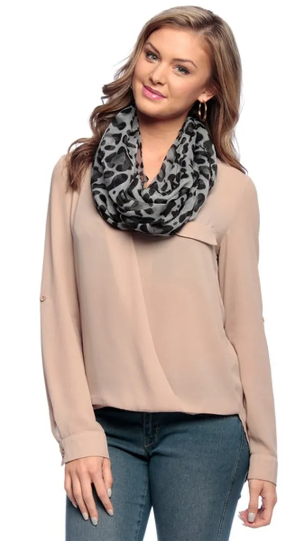 Women's Retro Fashion Two Tone Animal Print Infinity Loop Scarf