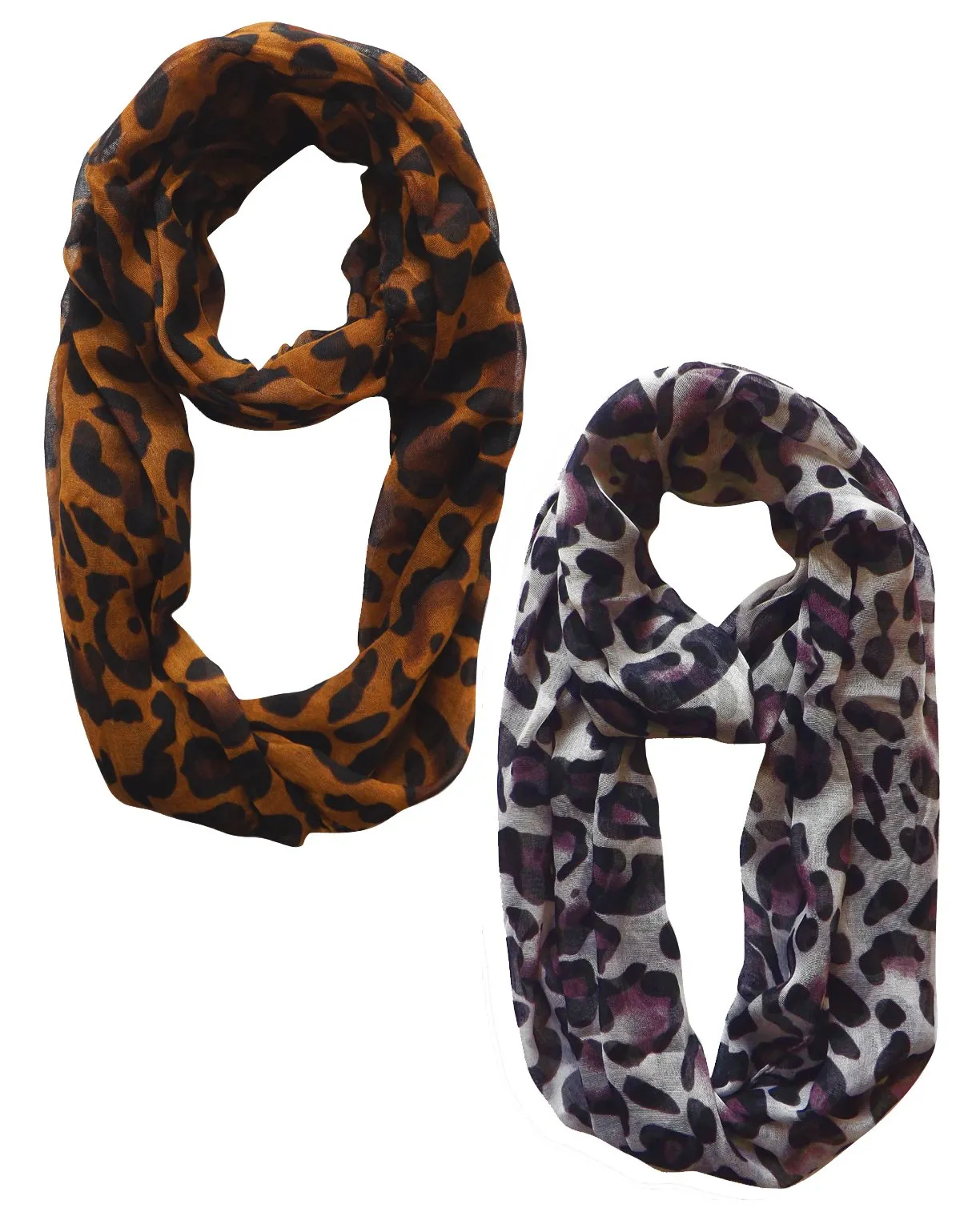 Women's Retro Fashion Two Tone Animal Print Infinity Loop Scarf