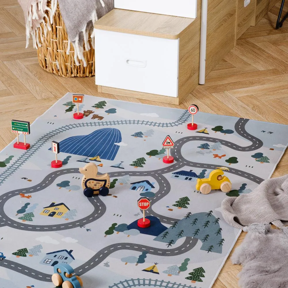 Woodlands Village Play Car Track Rug