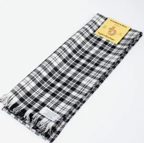 Wool Scarf in Scott Black and White Tartan