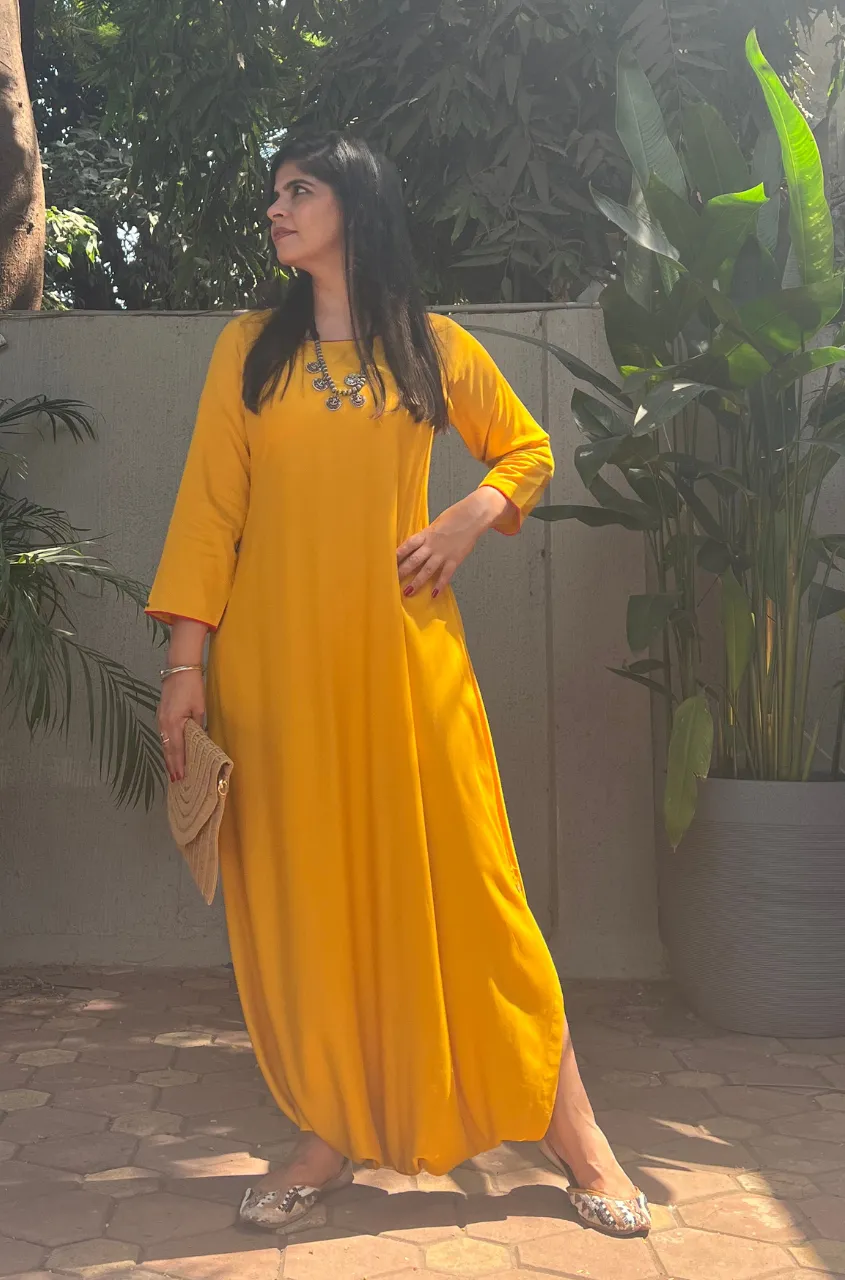 Yellow Solid Dhoti Jumpsuit